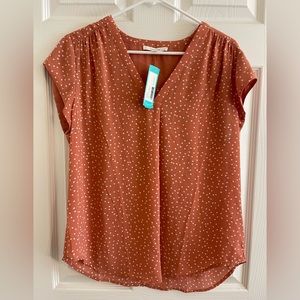Peach Lilian V Neck Blouse NWT size Large